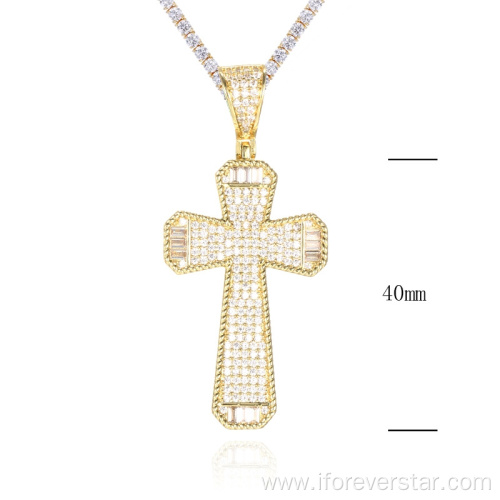 copper zircon 925 silver cross charm pendant